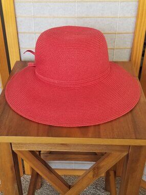 Wide Brim Red Woven Hat Straw One Size San Diego Hat Co Tomato Red